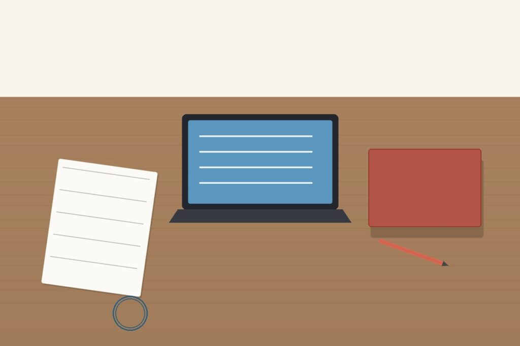 Workspace Admin Modern dengan Laptop dan Folder Dokumen